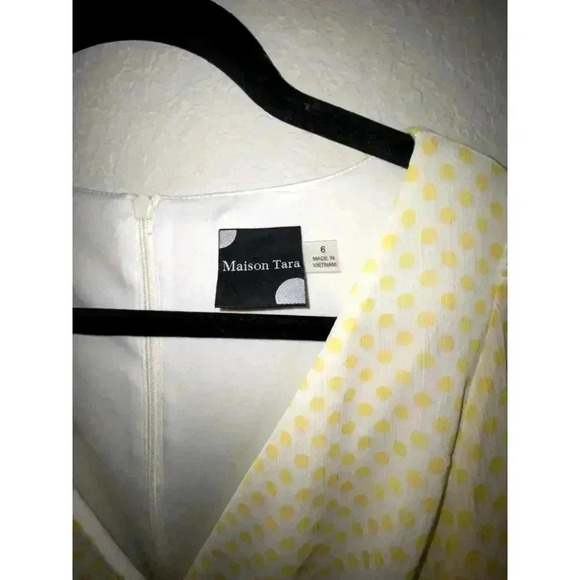 NWOT Maison Tara Womens Faux Wrap Dot Ruffle Dress Size 6 - Picture 8 of 10
